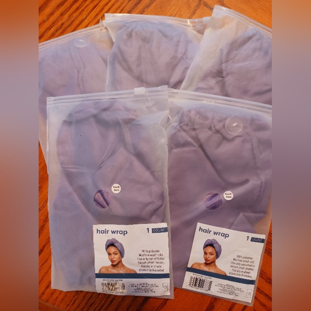 5 Purple Hair Wraps Polyester Satin Hair Bonnet Style Protective